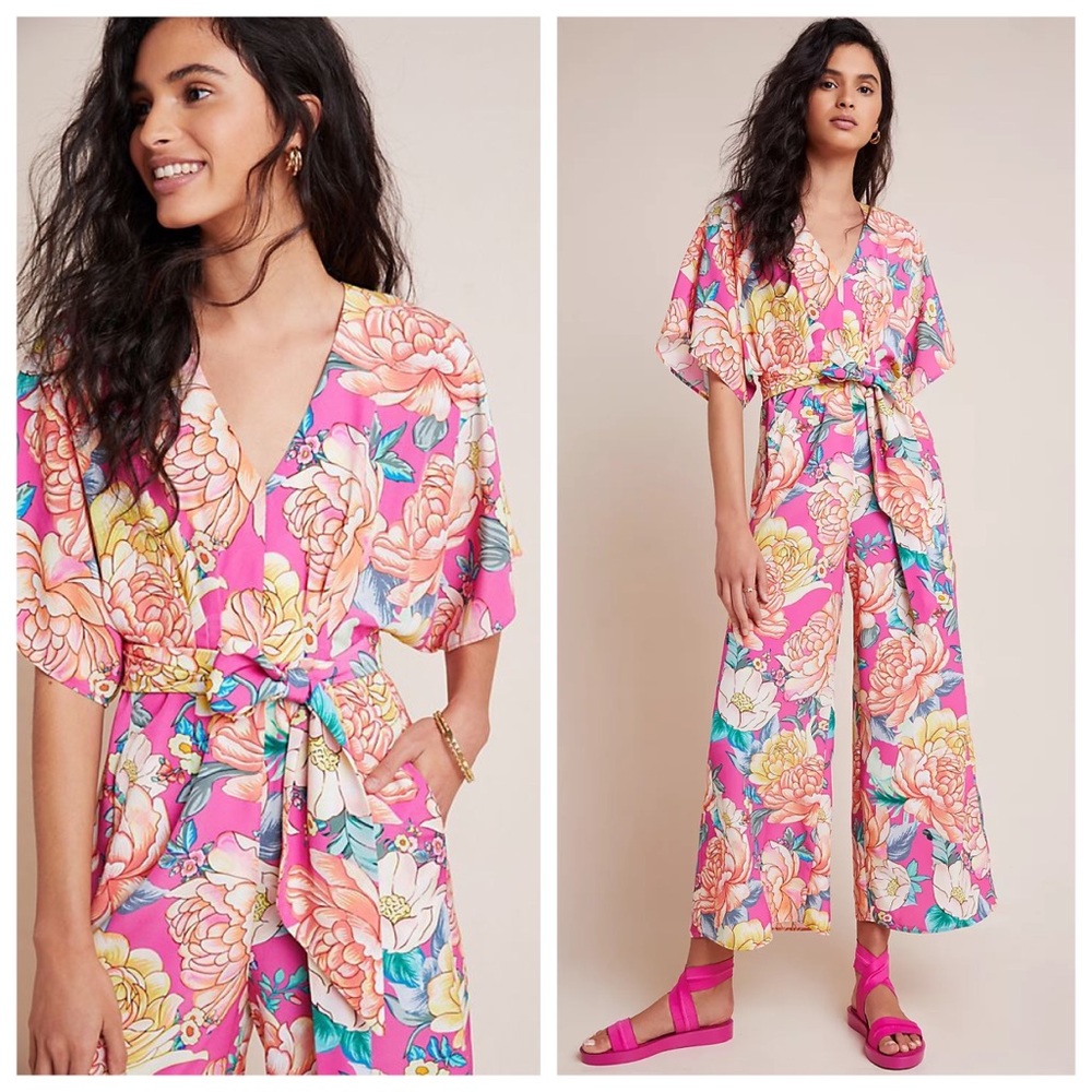 Anthro x Farm Rio Eulalie Wide-Leg Jumpsuit